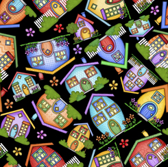 Barevné domečky na černé