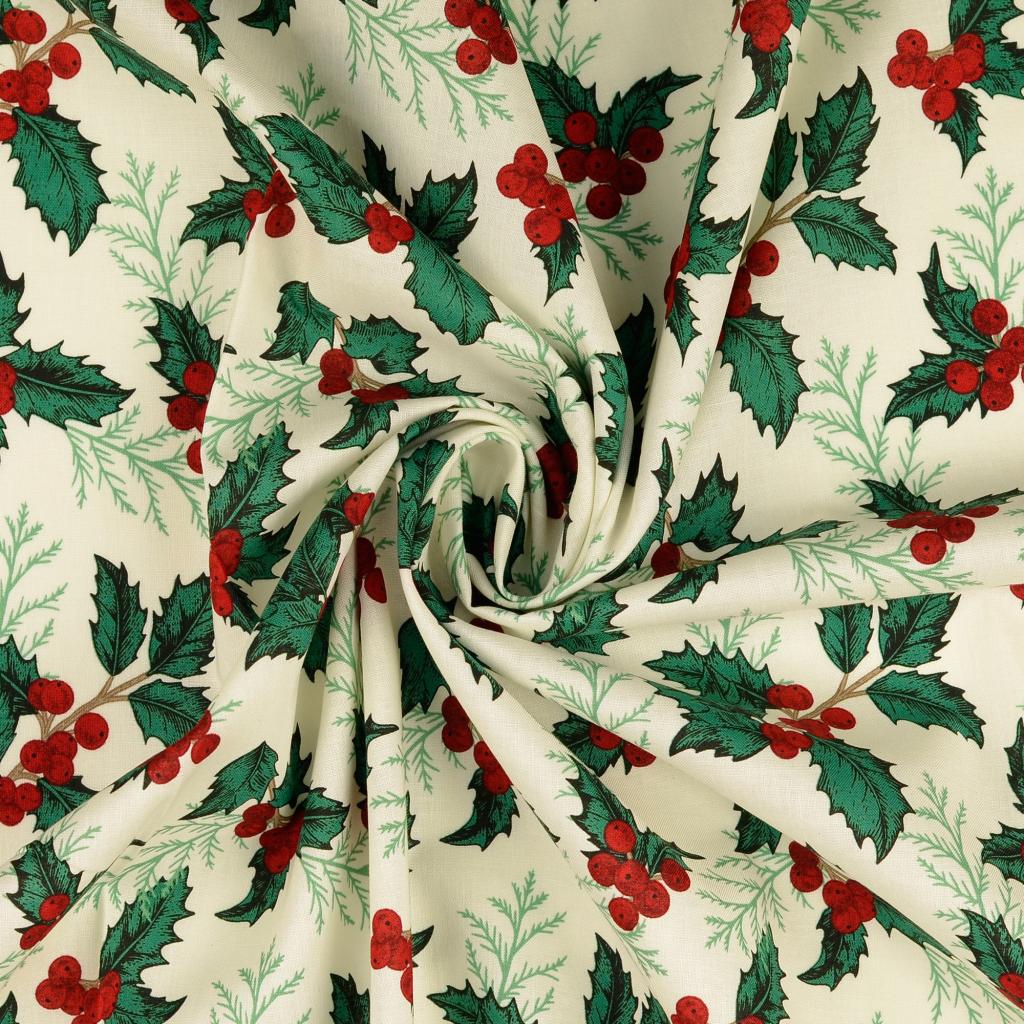 Popelín - Cesmína na světlounce žluté