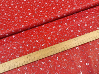 Tečkované květinky na červené - OPĚT SKLADEM