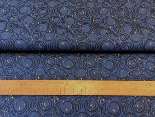 Ornamenty na tmavě modré s měděnými hvězdičkami