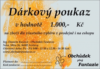 Dárkový poukaz v hodnotě 1000 Kč