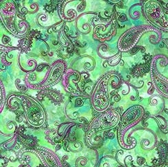 Kašmírový vzor na zářivě zelené batice