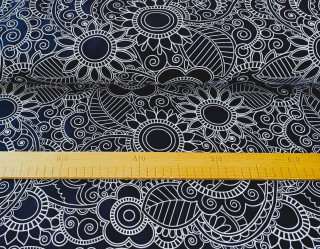 Teplákovina - Bílé mandaly na temně modré