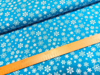 Teplákovina - Bílé vločky na tyrkysověmodré