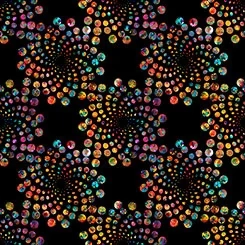 Barevné geometrické tečky na černé